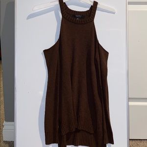 Off the shoulder brown long sleeve
